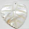 Carved Shell Pendant, Leaf, 43x42mm Hole:1mm, Sold by PC