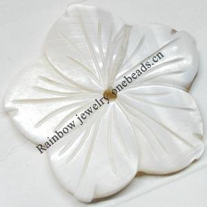 Carved Shell Beads, Flower, 47mm Hole:1mm, Sold by PC