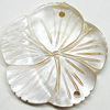 Carved Shell Connector, Flower, 38mm Hole:1mm, Sold by PC