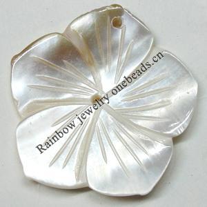 Carved Shell Pendant, Flower, 36mm Hole:1mm, Sold by PC