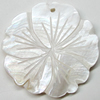 Carved Shell Pendant, Flower, 40mm Hole:1mm, Sold by PC