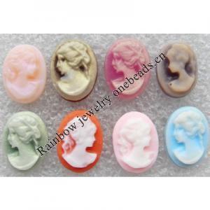 Cameos Resin Beads, No-Hole Jewelry findings, Mixed style，About:10x13mm, Sold by Group