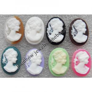 Cameos Resin Beads, No-Hole Jewelry findings, Mixed style, About:13x18mm, Sold by Group