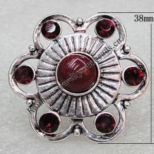 Alloy Ring, Flower 38mm, Sold by Group