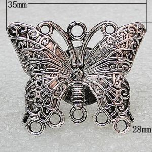 Alloy Ring, Butterfly 35x28mm, Sold by Group