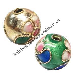  Cloisonne Beads，Round，8mm, Hole:Approx 1-1.5mm, Sold by Bag