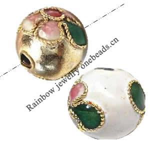  Cloisonne Beads，Round，12mm, Hole:Approx 1-1.5mm, Sold by Bag