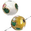 Cloisonne Beads，Round，14mm, Hole:Approx 1-1.5mm, Sold by Bag
