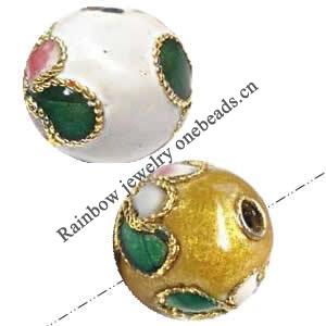  Cloisonne Beads，Round，14mm, Hole:Approx 1-1.5mm, Sold by Bag