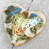  Cloisonne Beads，Heart，22x20mm, Hole:Approx 1-1.5mm, Sold by PC