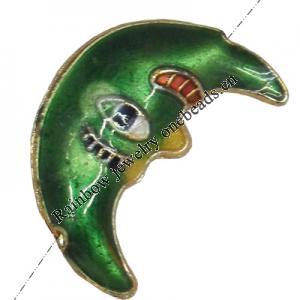  Cloisonne Beads，Moon，15x21mm, Hole:Approx 1-1.5mm, Sold by PC