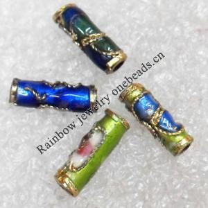  Cloisonne Beads，Tube, 10x3mm, Hole:Approx 1-1.5mm, Sold by Bag