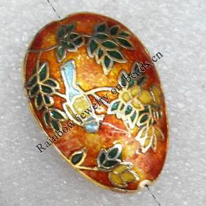  Cloisonne Beads，Teardrop, 24x35mm, Hole:Approx 1-1.5mm, Sold by PC