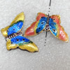  Cloisonne Beads，Butterfly, 27x17mm, Hole:Approx 1-1.5mm, Sold by PC