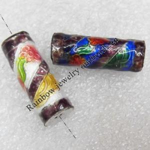  Cloisonne Beads，Tube, 23x8mm, Hole:Approx 1-1.5mm, Sold by PC
