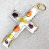  Cloisonne Pendent，Cross, 38x23mm, Sold by PC