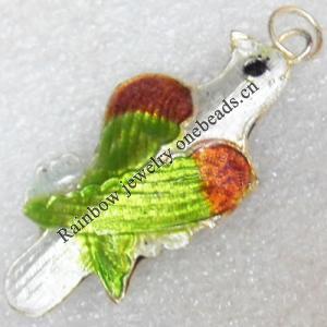  Cloisonne Pendent，Bird, 18x42mm, Sold by PC