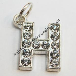 Zinc Alloy Pendant with Crystal, Lead-free 12x15mm, Sold by PC