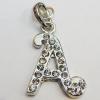 Zinc Alloy Pendant with Crystal, Lead-free 18x22mm, Sold by PC