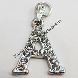 Zinc Alloy Pendant with Crystal, Lead-free 18x22mm, Sold by PC