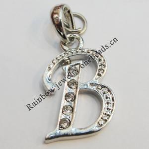Zinc Alloy Pendant with Crystal, Lead-free 15x20mm, Sold by PC