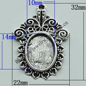Zinc Alloy Cabochon Settings, 32x22mm Hole:2mm, Sold by Bag