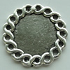 Zinc Alloy Cabochon Settings, Flat Round 24mm Hole:1.5mm, Sold by Bag