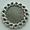 Zinc Alloy Cabochon Settings, Flat Round 24mm Hole:1.5mm, Sold by Bag