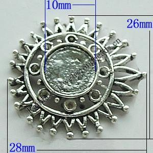 Zinc Alloy Cabochon Settings, 28x26mm, Sold by Bag