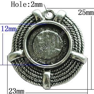 Zinc Alloy Cabochon Settings, 25x23mm Hole:2mm, Sold by Bag
