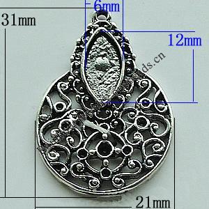 Zinc Alloy Cabochon Settings, 31x12mm Hole:1.5mm, Sold by Bag
