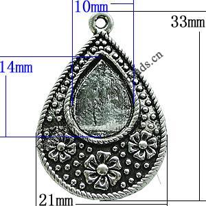 Zinc Alloy Cabochon Settings, Teardrop 33x21mm Hole:2mm, Sold by Bag