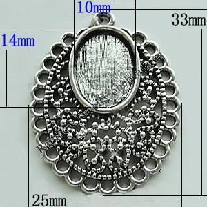 Zinc Alloy Cabochon Settings, 33x25mm Hole:2mm, Sold by Bag