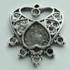 Zinc Alloy Cabochon Settings, Heart 30x24mm Hole:2mm, Sold by Bag