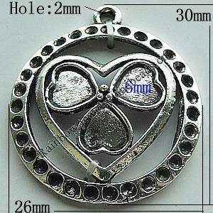 Zinc Alloy Cabochon Settings, 30x26mm Hole:2mm, Sold by Bag