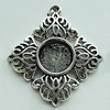 Zinc Alloy Cabochon Settings, Diamond 33x30mm Hole:2mm, Sold by Bag