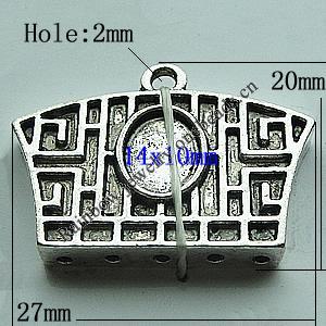 Zinc Alloy Cabochon Settings, 27x20mm Hole:2mm, Sold by Bag