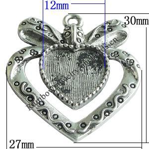 Zinc Alloy Cabochon Settings, 30x27mm Hole:2mm, Sold by Bag