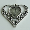 Zinc Alloy Cabochon Settings, Heart 28x30mm Hole:2mm, Sold by Bag