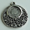 Zinc Alloy Cabochon Settings, Flat Round 29x26mm Hole:2.5mm, Sold by Bag