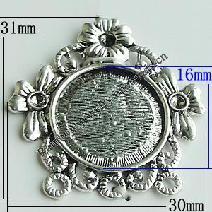 Zinc Alloy Cabochon Settings, Flower 31x30mm, Sold by Bag