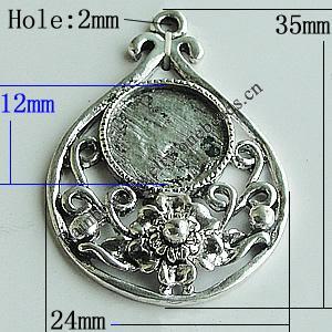 Zinc Alloy Cabochon Settings, 35x24mm Hole:2mm, Sold by Bag