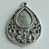 Zinc Alloy Cabochon Settings, Teardrop 35x23mm Hole:2mm, Sold by Bag