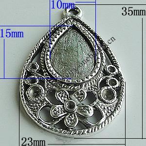 Zinc Alloy Cabochon Settings, Teardrop 35x23mm Hole:2mm, Sold by Bag