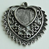 Zinc Alloy Cabochon Settings, Heart 31x29mm Hole:2mm, Sold by Bag