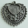 Zinc Alloy Cabochon Settings, Heart 31x29mm Hole:2mm, Sold by Bag