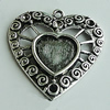 Zinc Alloy Cabochon Settings, Heart 31x30mm Hole:2mm, Sold by Bag
