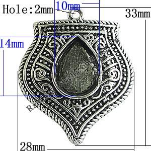 Zinc Alloy Cabochon Settings, 33x28mm Hole:2mm, Sold by Bag