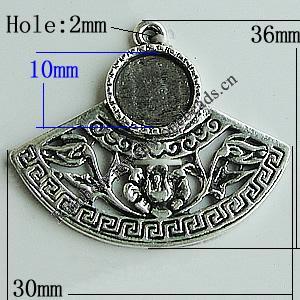 Zinc Alloy Cabochon Settings, Sector 36x30mm Hole:2mm, Sold by Bag