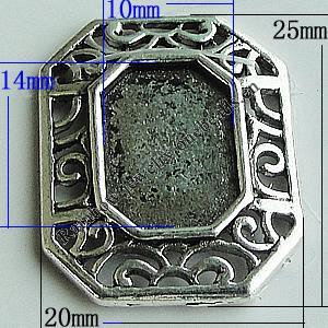 Zinc Alloy Cabochon Settings, Polygon 25x20mm, Sold by Bag